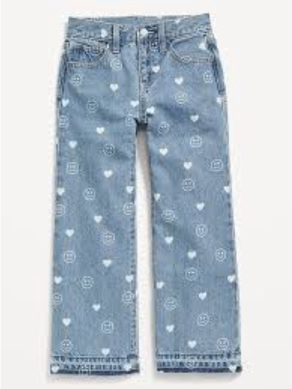 Old Navy Light Blue Heart & Smile Straight-Leg Jeans